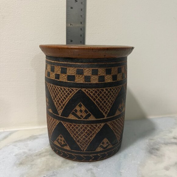 1992 Artisan Vase Deborah DD Tinsman Tribal Ceramic Sgraffito Pottery Art VTG - Picture 11 of 14